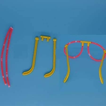Glow Sticks Plastic Eye Glasses Neon Glow in The Dark Sticks (Assorted Colours) (Pack of 4)